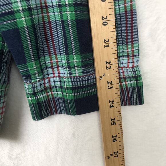LANDS END‎ Flannel Pajamas Men's Sz L Blue Green Plaid 100% Cotton Button Up Set - Picture 10 of 16